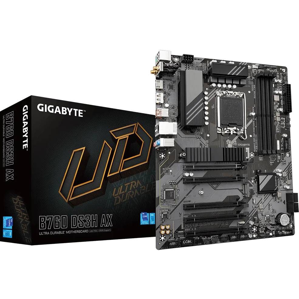 Материнская плата GIGABYTE B760 DS3H AX Поддерживаемые процессоры ntel® Core™, Pentium® Gold и Celeron® 13 -го и 12-го поколений