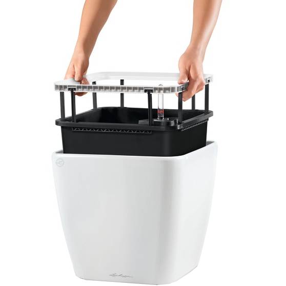 Вазон LECHUZA Quadro Premium LS 28 White (16140) Матеріал пластик