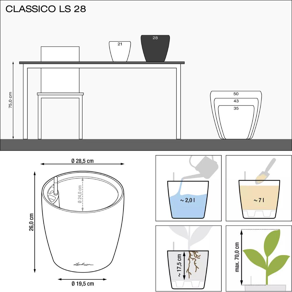 Фото 4 Кашпо LECHUZA Classico Premium LS 35 Сіро-коричневий (16065)