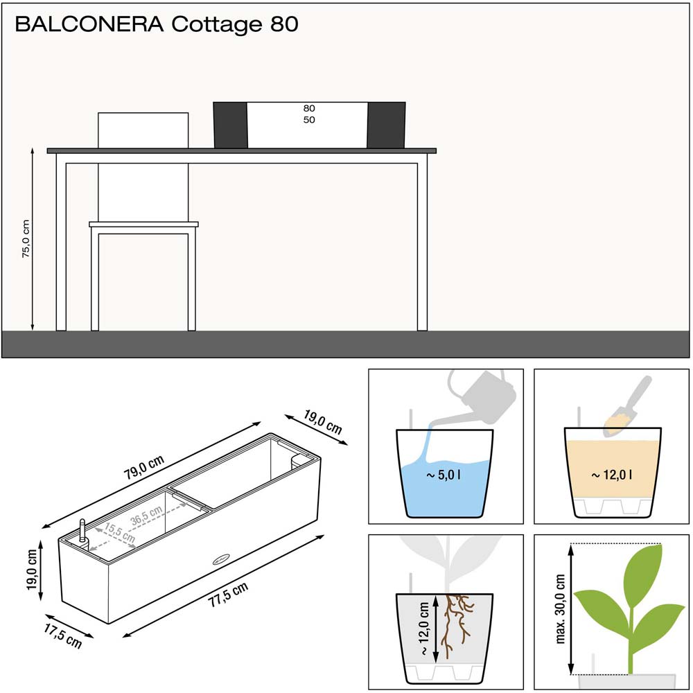 Фото 3 Кашпо Lechuza Balconera Cottage 80 Мокко (15615)