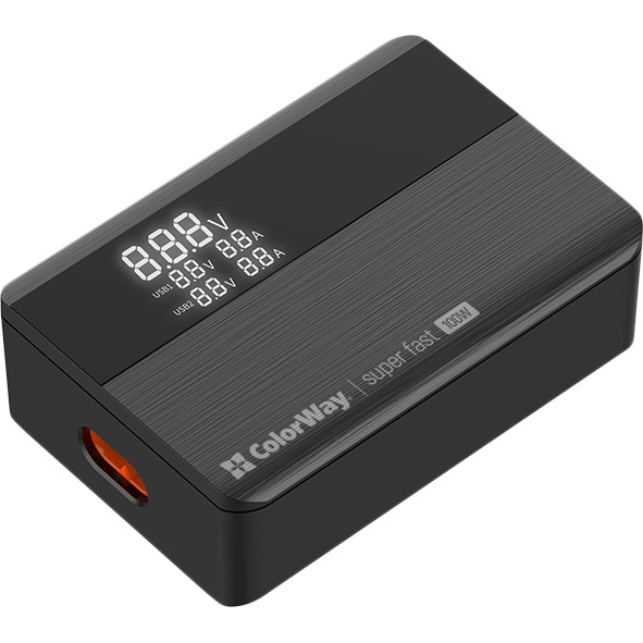 В Украине Сетевое зарядное устройство COLORWAY Power Delivery GaN 100W Black (CW-CHS041PD-BK)