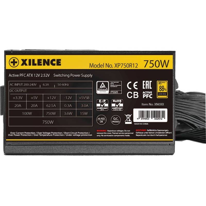 Зовнішній вигляд Блок живлення XILENCE 750W XP750R12.ARGB Gaming Gold Series, 120mm, Retail Box (XP750R12.ARGB)