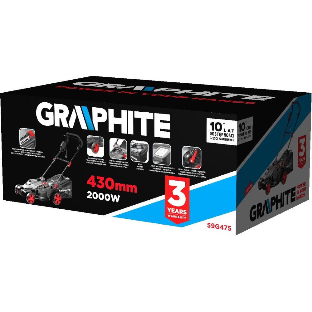 Газонокосилка GRAPHITE 59G475 Рекомендуемая площадь для обработки 400