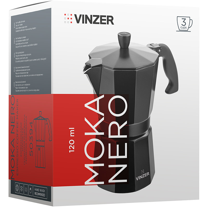 Кавоварка гейзерна VINZER Moka Nero 120 мл (50394) Тип гейзерна кавоварка