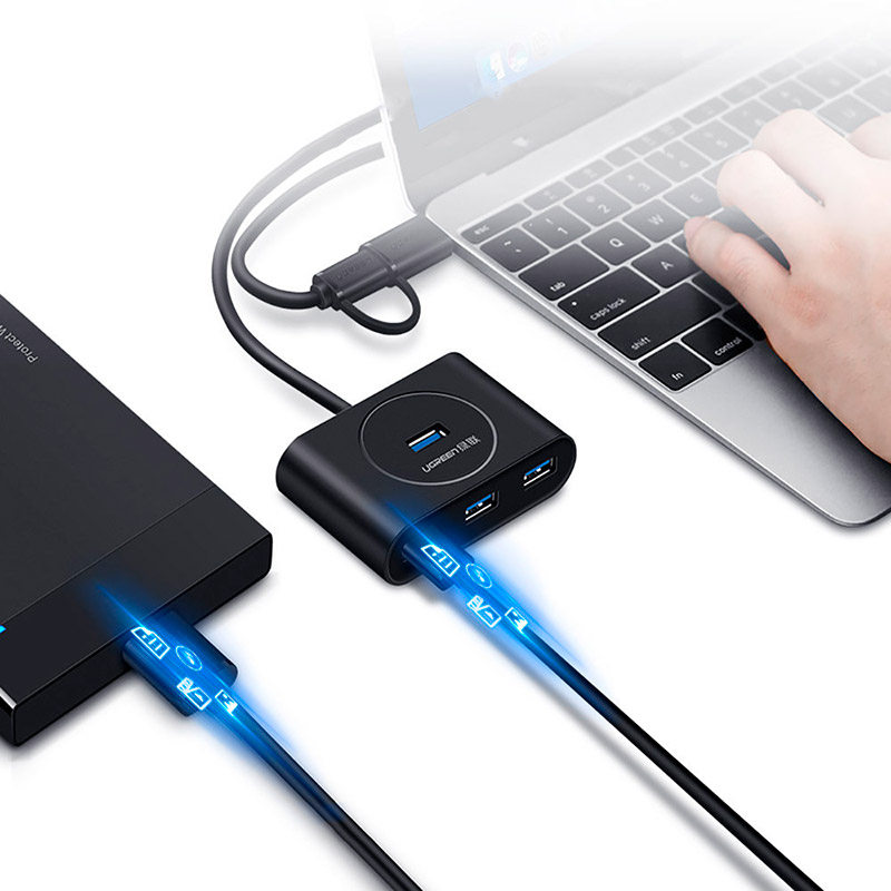 Замовити USB-хаб UGREEN USB 3.0 Hub 0.5 m Black (20290)