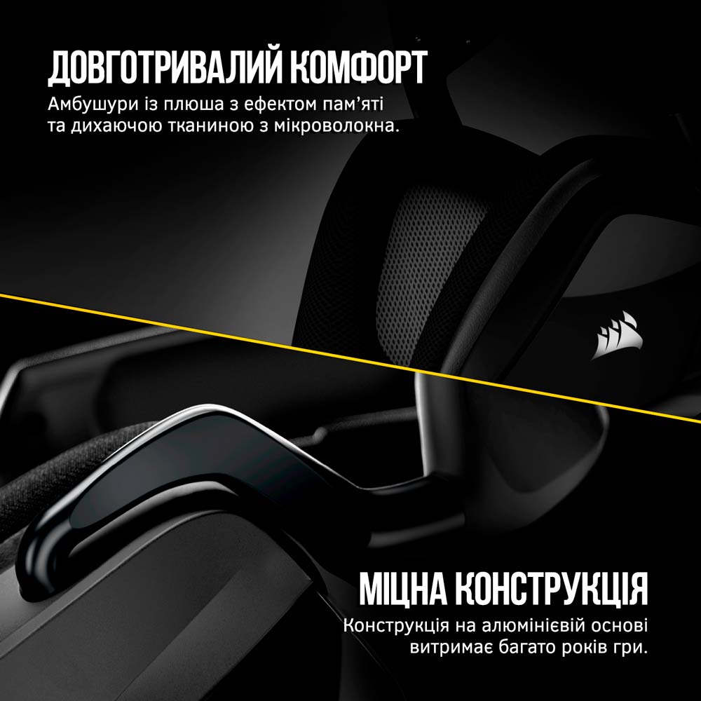 Гарнітура CORSAIR Void RGB Elite Wireless Premium Carbon (CA-9011201-EU) Кріплення дуга (над головою)