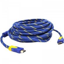 Кабель MERLION HDMI to HDMI 15.0m v1.4 OD-8.0mm Blue/Gold (YT-HDMI(M)/(M)NY/BL-15m)