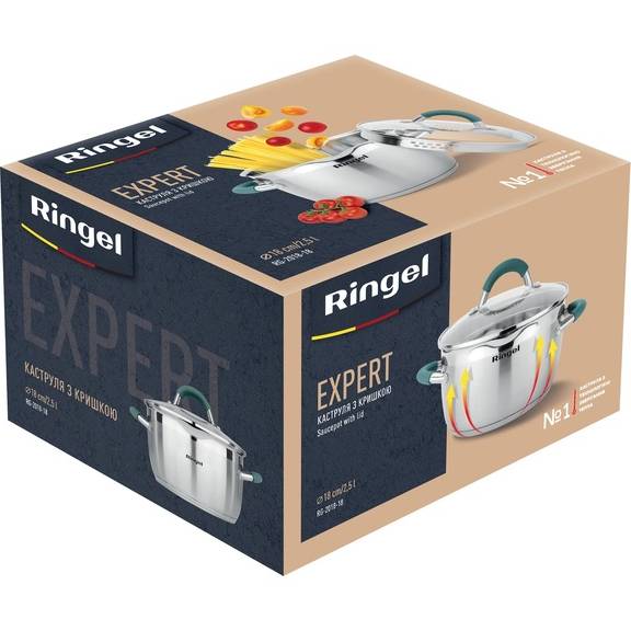 Каструля RINGEL EXPERT 18 см 2.5 л (RG 2018-18) Матеріал каструлі нержавіюча сталь