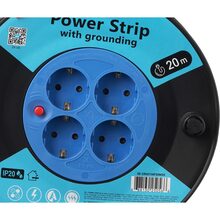 Подовжувач 2E 4 розетки 20м 16А 3х1.5 мм2 Black (2E-CR4315IP20M20)
