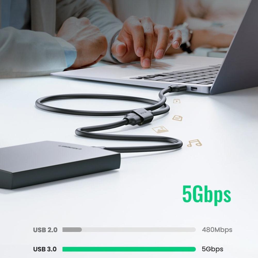 Внешний вид Удлинитель UGREEN US129 USB3.0 AM-AF 3 м Black (30127)