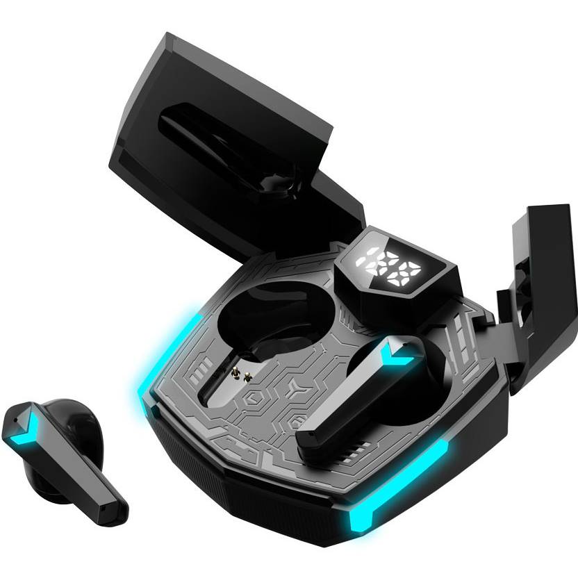 Гарнітура CANYON Doublebee GTWS-2 Gaming Black (CND-GTWS2B) Додатково Bluetooth 5.3, дисплей, рівня заряду до 37.5 годин роботи з кейсом, сенсорне керування