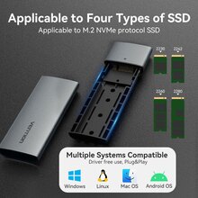 Зовнішня кишеня VENTION KPGH0 SSD M.2 (NVME) M-key USB Type-C 3.2 Grey