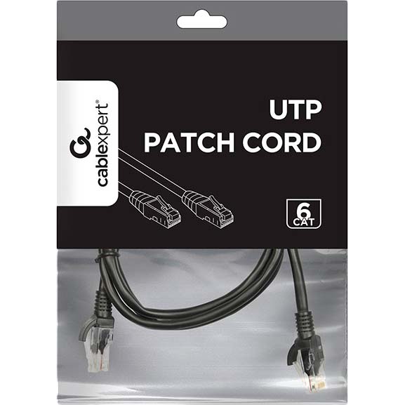 Патч-корд CABLEXPERT UTP (PP6U-1.5M/BK) Разъем 2 RJ45