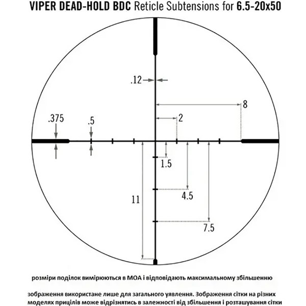 Прицел оптический VORTEX Viper 6.5-20x50 SFP BDC MOA (VPR-M-06BDC) Максимальная кратность, х 20