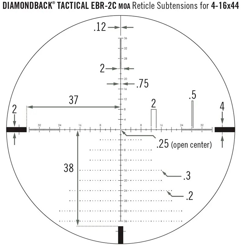 Прицел оптический VORTEX Diamondback Tactical FFP 4-16x44 EBR-2C MOA (DBK-10026) Максимальная кратность, х 16