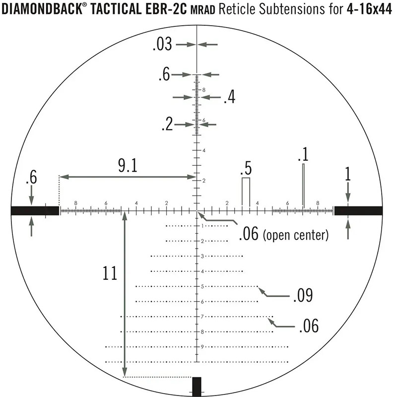 Прицел оптический VORTEX Diamondback Tactical FFP 4-16x44 EBR-2C MRAD (DBK-10027) Максимальная кратность, х 16