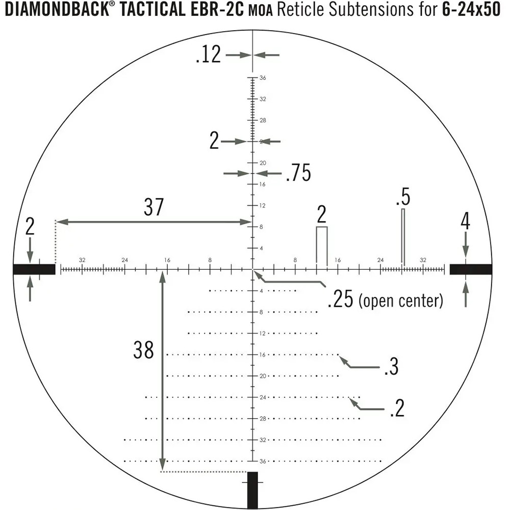 Прицел оптический VORTEX Diamondback Tactical FFP 6-24x50 EBR-2C MOA (DBK-10028) Максимальная кратность, х 24