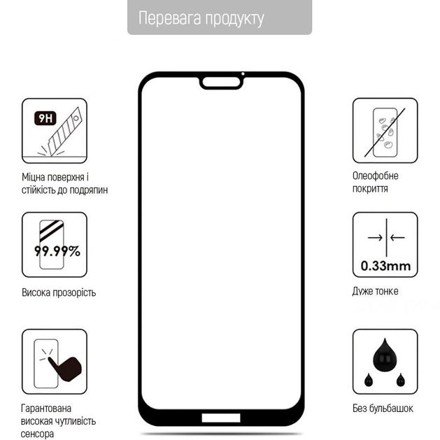 Захисне скло COLORWAY 9H FC glue для Motorola Moto E40 black (CW-GSFGME40-BK) Покриття глянець