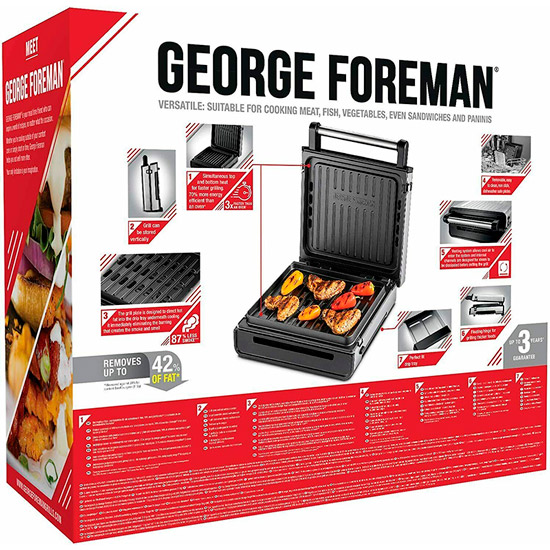 Гриль RUSSELL HOBBS George Foreman 28000-56 Smokeless Grill Особенности поддон для сбора жира