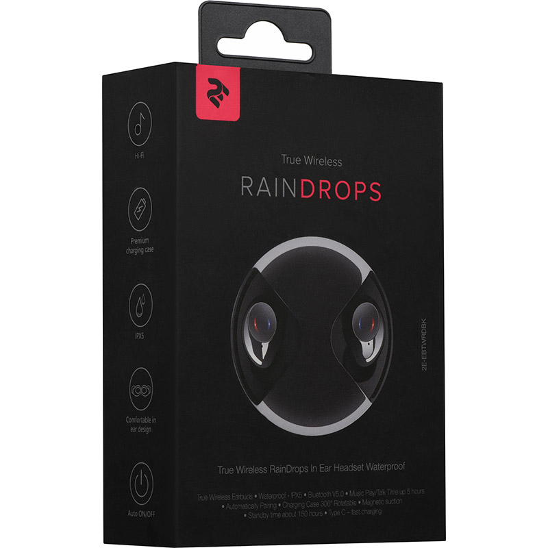 Гарнітура 2E RainDrops True Wireless Waterproof Mic Black (2E-EBTWRDBK) Вид гарнітура