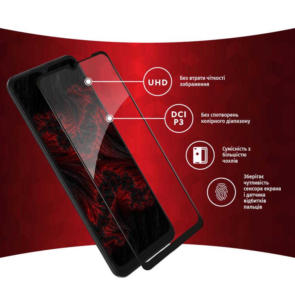 Защитное стекло Intaleo Full Glue для Samsung Galaxy A03 Black (1283126521638) Покрытие глянец