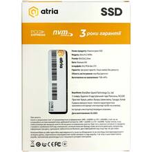 SSD накопичувач ATRIA X500S 512GB M.2 2280 NVMe PCIe 3.0 x4 3D NAND (TLC) (ATNVMX500S/512)