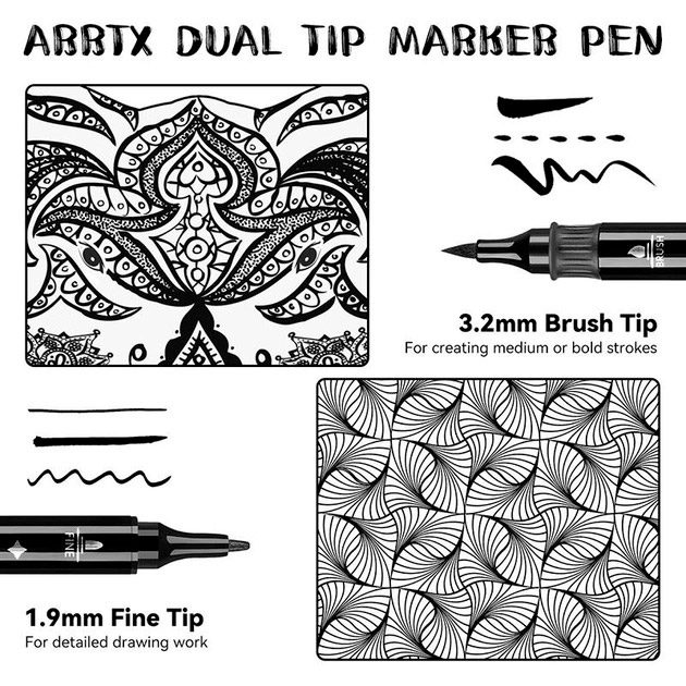 Маркери Arrtx Акрилові AACM-03-8BK Black 8 шт (LC303458) Матеріал пластик