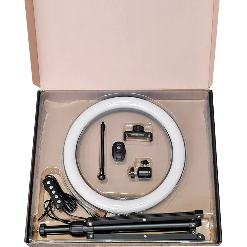 Набір для блогера LOVELY STREAM Live-12T Full Set RGB LED 12" (31879) Комплектація кільцева LED-лампа, пульт дистанційного керування фото/відео, тримач для смартфона, кабель з європейським штекером, трипод