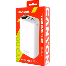 Powerbank CANYON PB-301 30000 mAh PD QC White (CNE-CPB301W)