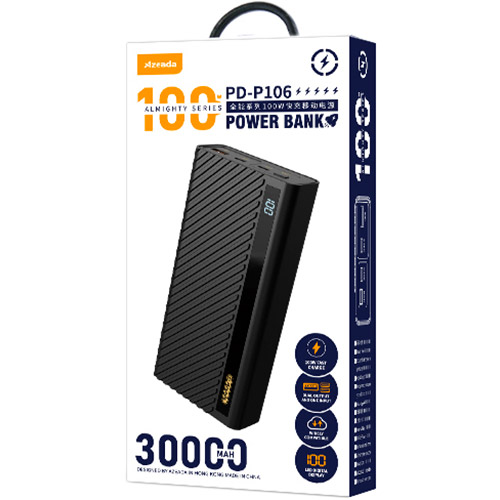 Powerbank Proda PD P-106 30000 mAh 100W USB и Type-C input, USB и Type-C output Black (PD-P106-BK) Входной разъем USB Type-C