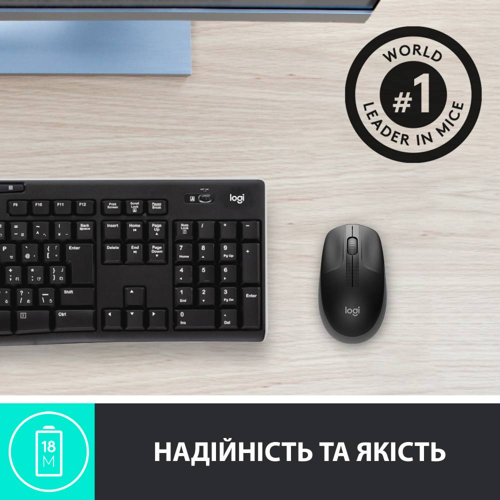 Мышь LOGITECH M190 Full Size Wireless Charcoal (910-005905) Тип сенсора оптический