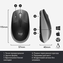 Мышь LOGITECH M190 Full Size Wireless Grey (L910-005906)