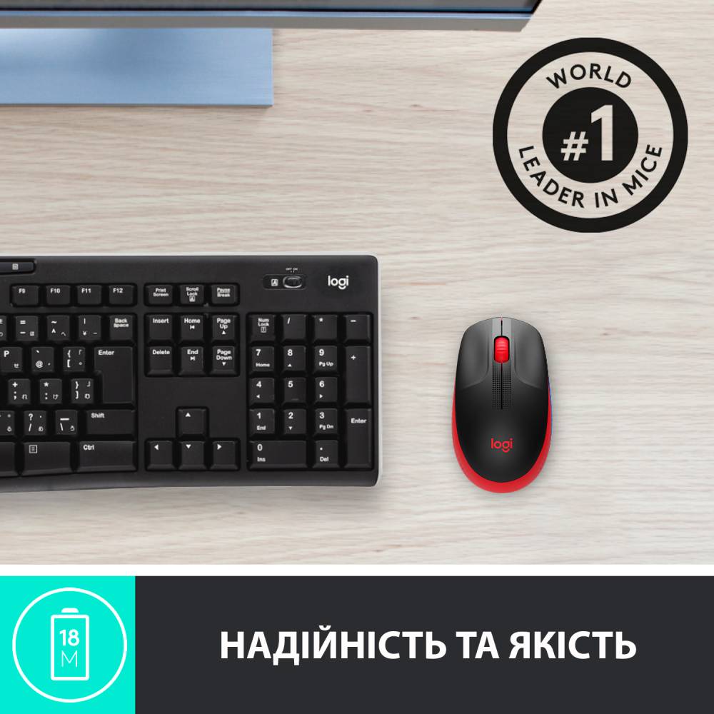 Миша LOGITECH M190 RED EMEA (L910-005908) Тип сенсора оптичний