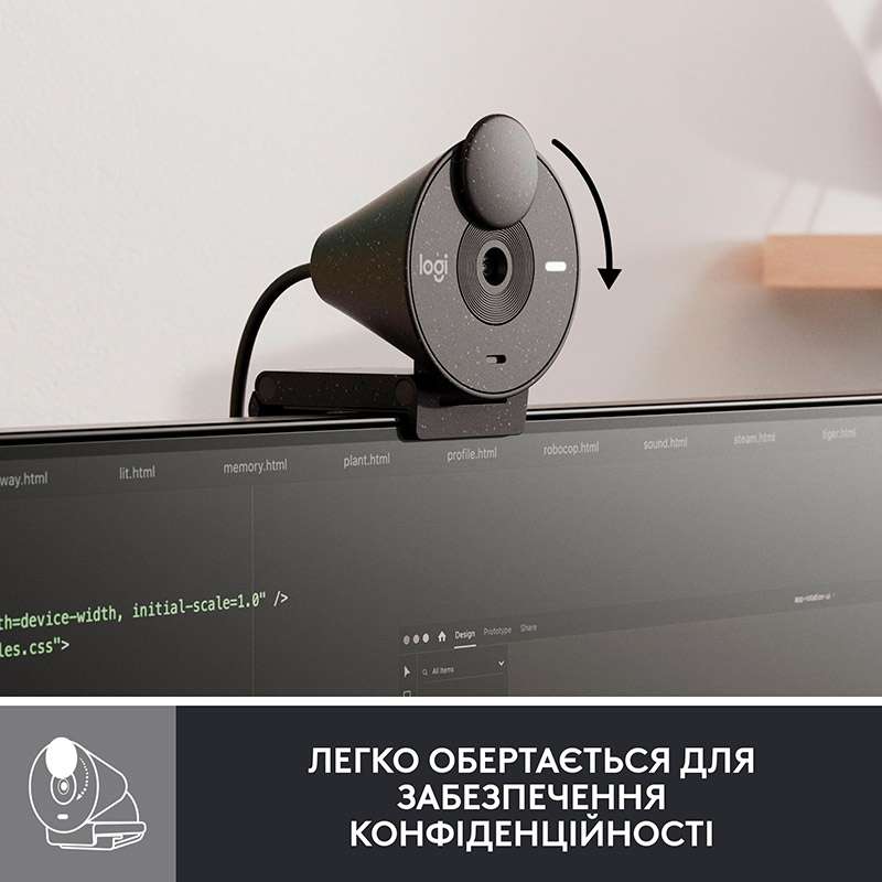 Web-камера LOGITECH BRIO 300 FHD Graphite (960-001436) Угол обзора 70