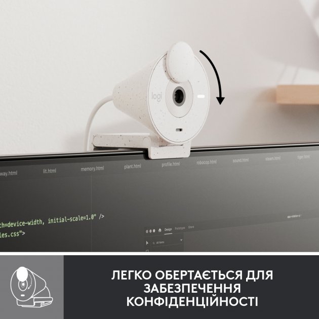 Web-камера LOGITECH BRIO 300 FHD White (960-001442) Угол обзора 70