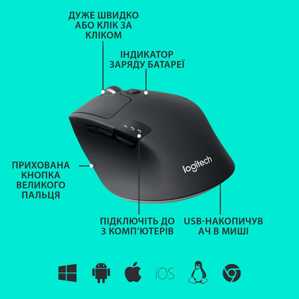 Зображення Миша LOGITECH M720 Triathlon Mouse 910-004791