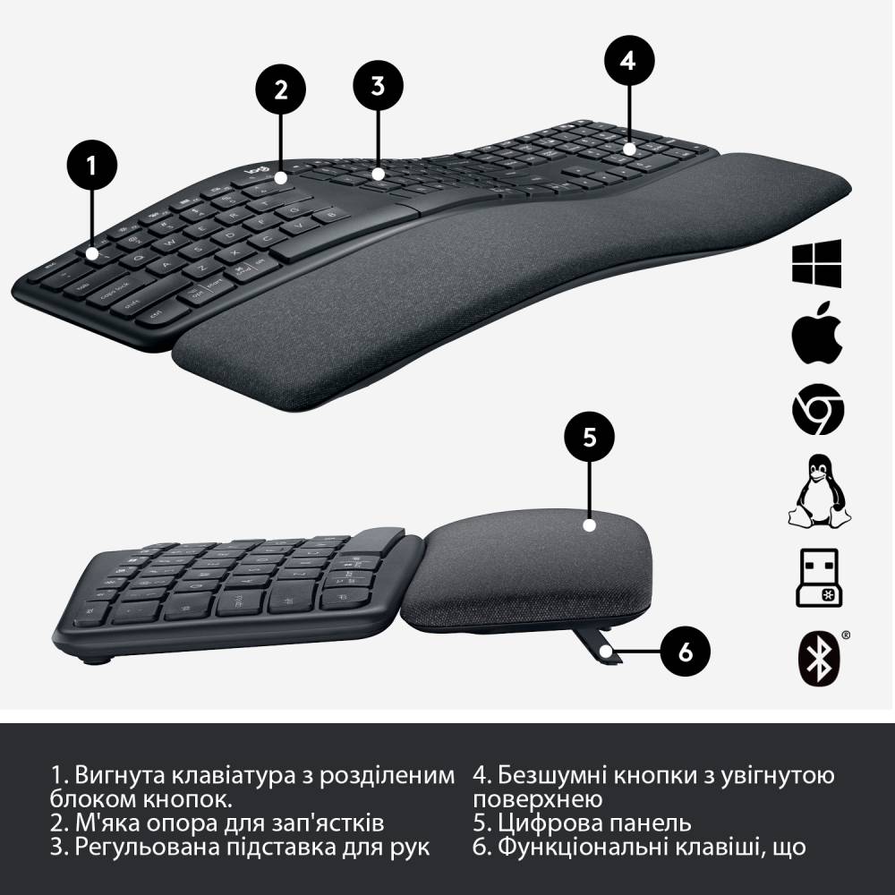 Зображення Клавіатура LOGITECH ERGO K860 US (920-010108)