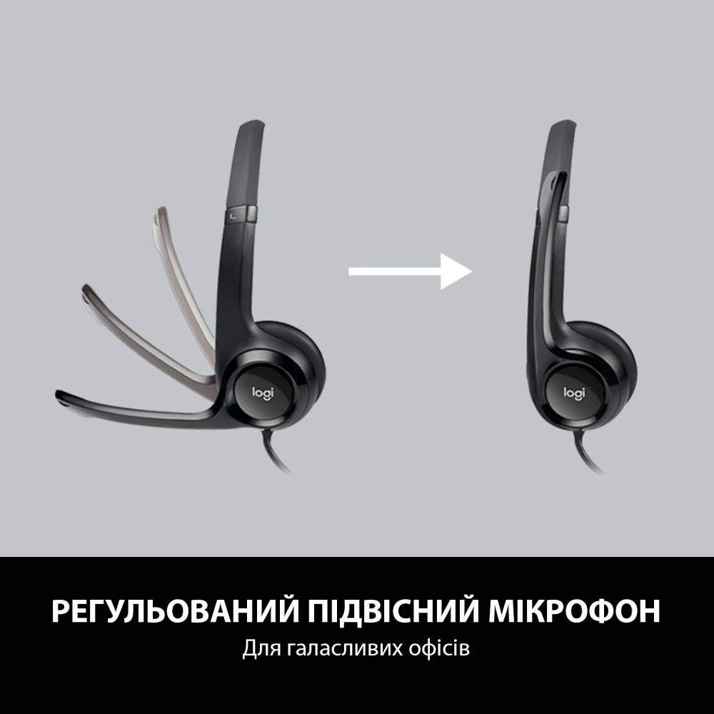 Зовнішній вигляд Гарнітура LOGITECH USB Headset H390 black (981-000406)