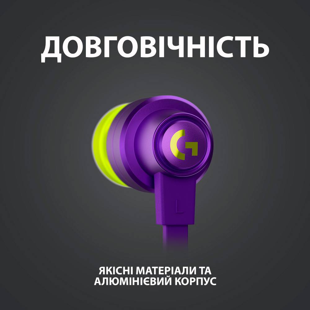 Зовнішній вигляд Гарнітура Logitech G333 Gaming Earphones Purple (981-000936)