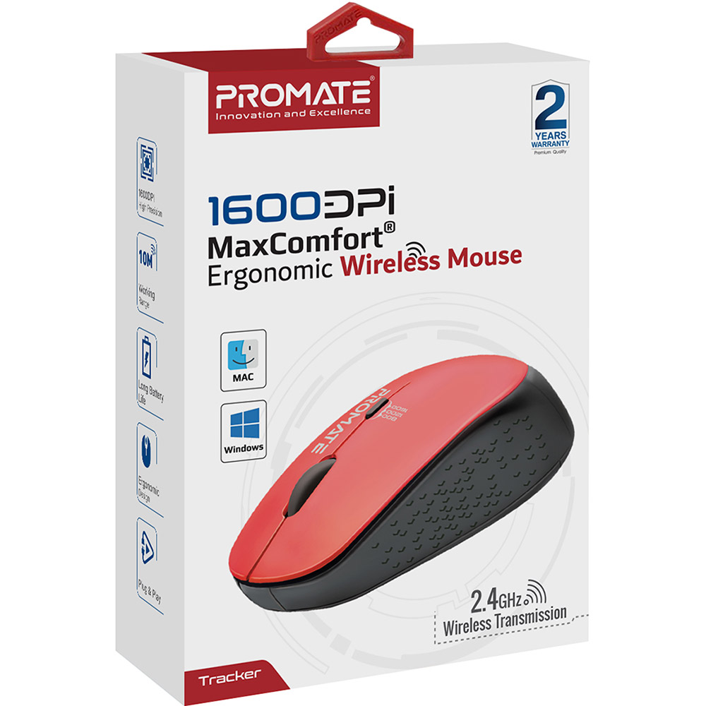 Внешний вид Мышь Promate Tracker Wireless Red (tracker.red)