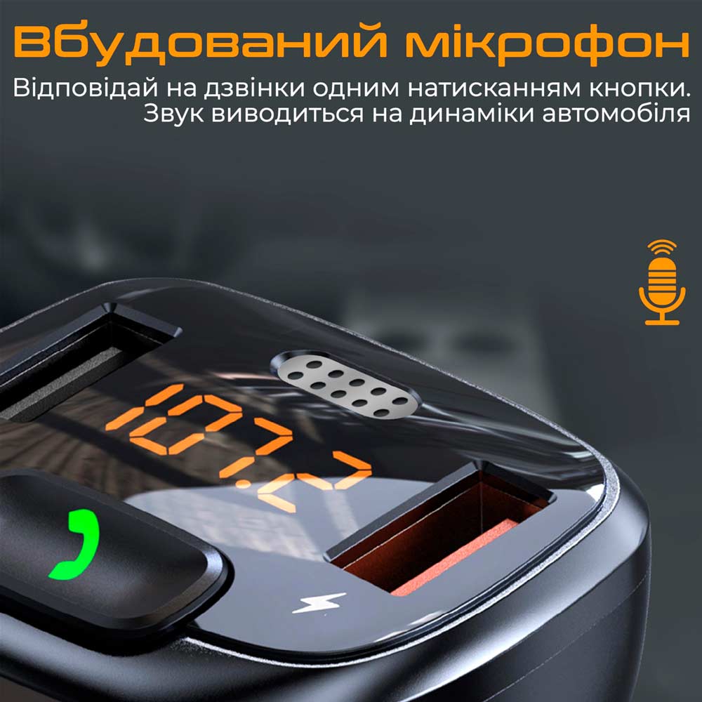 Фото 4 FM-трансмиттер Promate SmarTune-4 USB QC3.0/USB OTG/microSD Black (smartune-4.black)