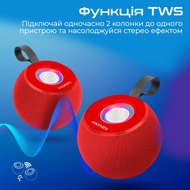 Портативная акустика PROMATE Juggler Red (juggler.red) Мощность 5