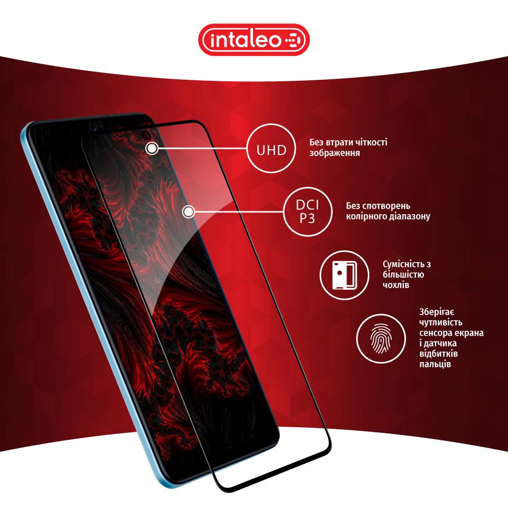 Фото Захисне скло INTALEO Full Glue для Xiaomi Redmi Note 12 Чорний (1283126549366)