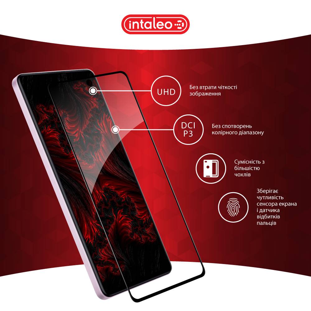 Защитное стекло INTALEO Full Glue для Xiaomi Redmi Note 12 Pro Черный (1283126549427) Покрытие глянец