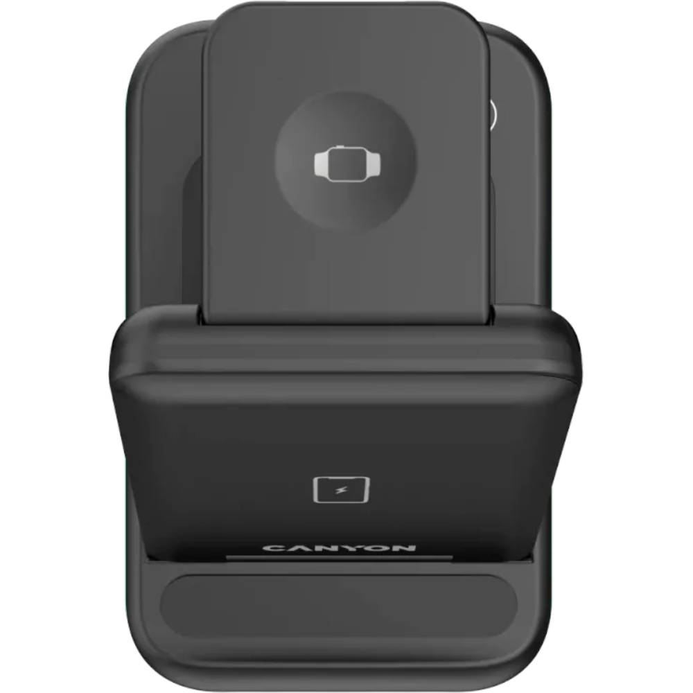 Бездротовий зарядний пристрій CANYON WS-304 3 в 1 QI Black (CNS-WCS304B) Тип кабелю USB х USB Type-С