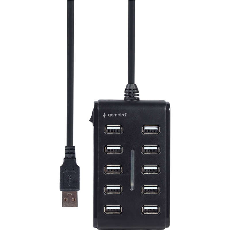 USB-хаб GEMBIRD 10 портов Black  (UHB-U2P10P-01) Количество разъемов USB Type-A 10