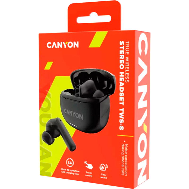 Гарнітура CANYON TWS-8 Black (CNS-TWS8B) Кріплення TWS (без дроту)