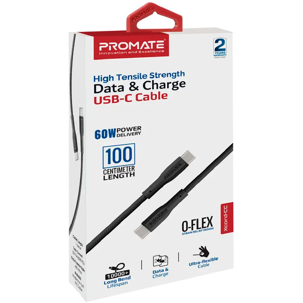 Зовнішній вигляд Кабель PROMATE USB-C-USB-C (xcord-cc.black)