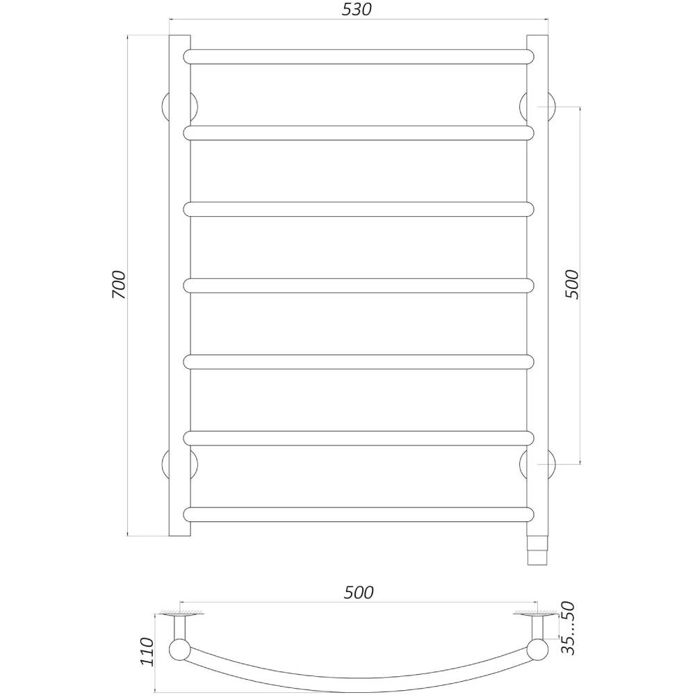 Сушка для рушників UNIO LD ER 700-500-7 (РН019176) Управління температурою з терморегулятором