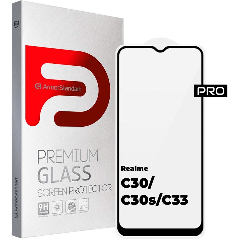 Зовнішній вигляд Захисне скло ARMORSTANDART Pro для Realme C30/C30s/C33 Black (ARM64728)